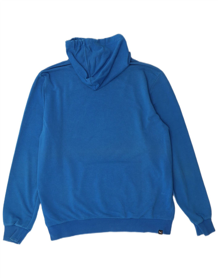 PUMA Mens Graphic Hoodie Jumper Large Blue Cotton