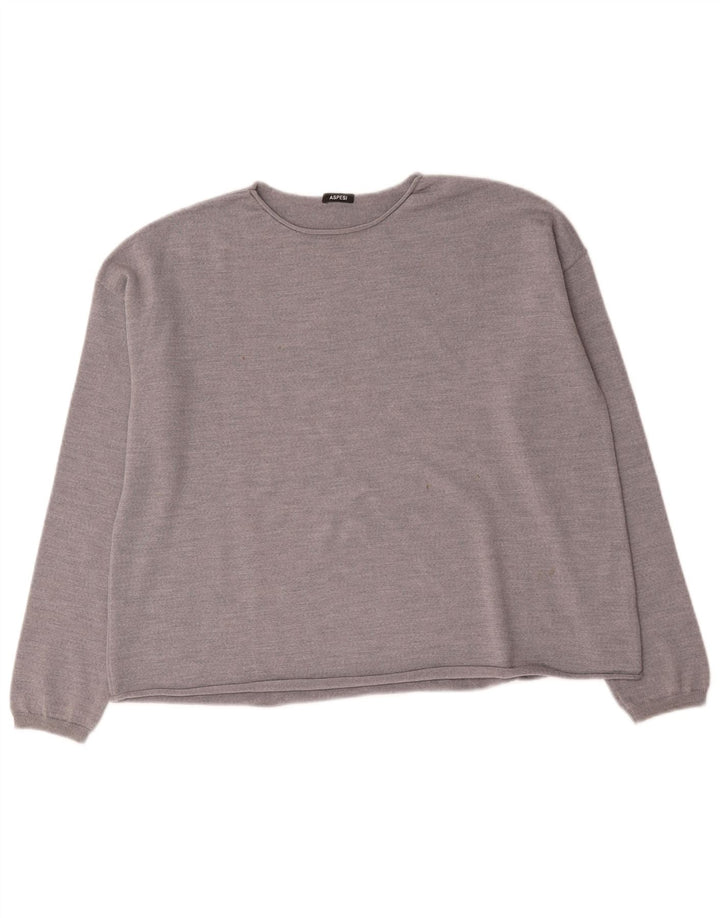 Aspesi Womens Boat Neck Jumper Sweater UK 16 Large Grey Wool