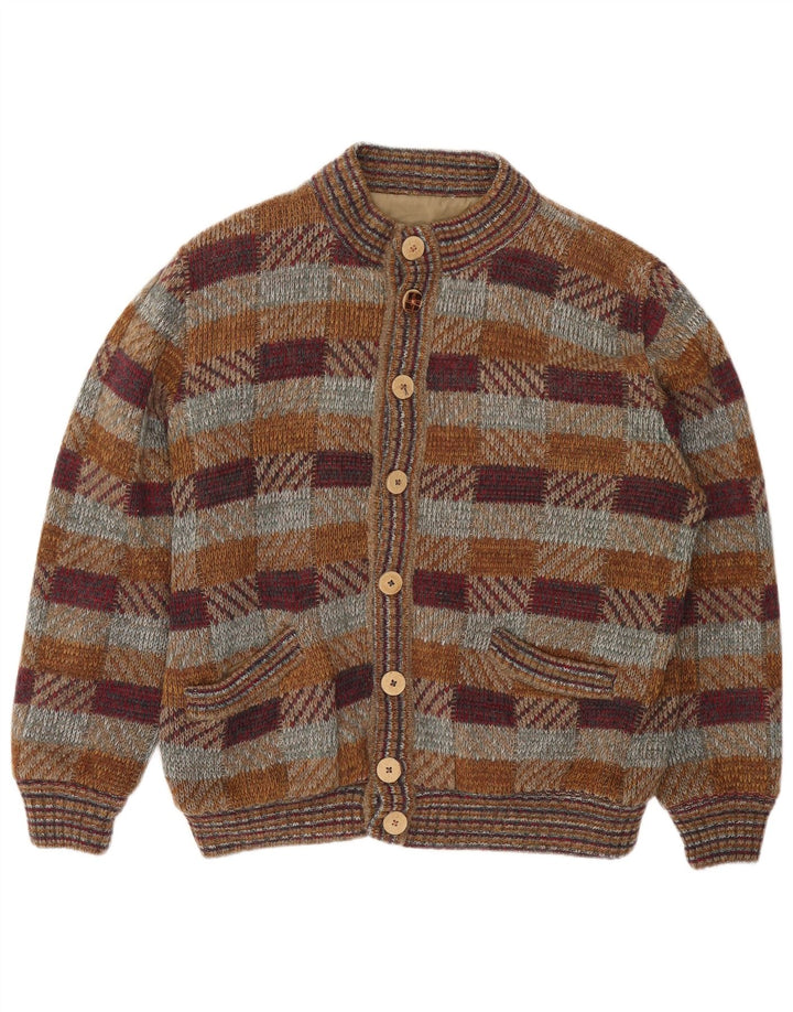 Vintage Mens Cardigan Sweater XL Multicoloured Check