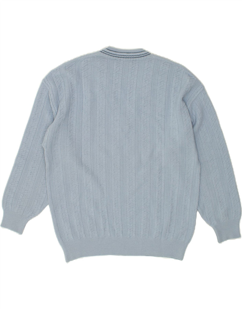 IL GRANCHIO Mens V-Neck Jumper Sweater Large Blue Wool | Vintage Il Granchio | Thrift | Second-Hand Il Granchio | Used Clothing | Messina Hembry 