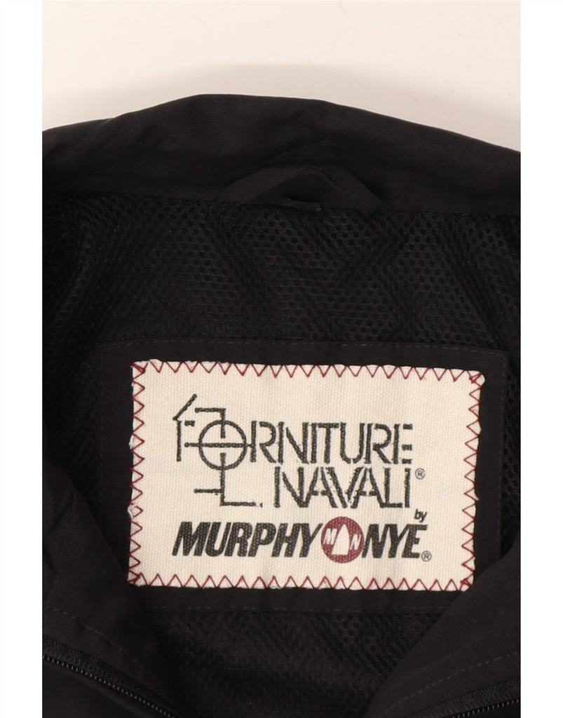 MURPHY & NYE Womens Graphic Rain Jacket UK 18 XL Black Colourblock Nylon Vintage Murphy & Nye and Second-Hand Murphy & Nye from Messina Hembry 