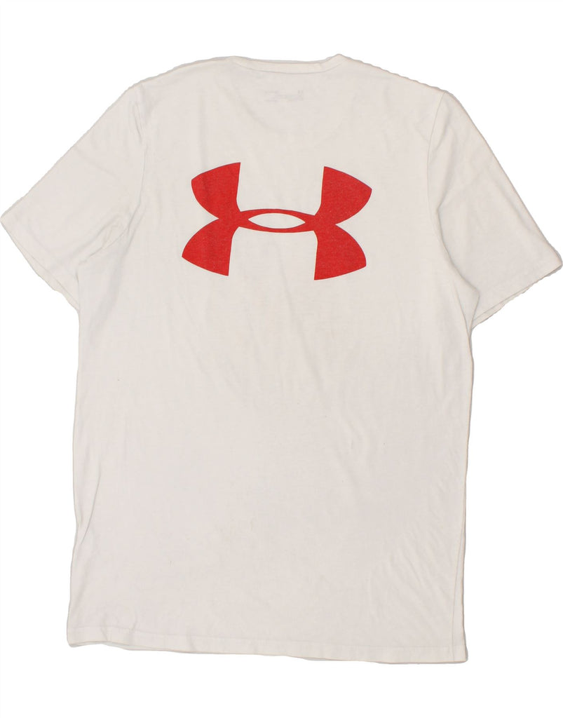 UNDER ARMOUR Mens Heat Gear Graphic T-Shirt Top Medium White Cotton | Vintage Under Armour | Thrift | Second-Hand Under Armour | Used Clothing | Messina Hembry 