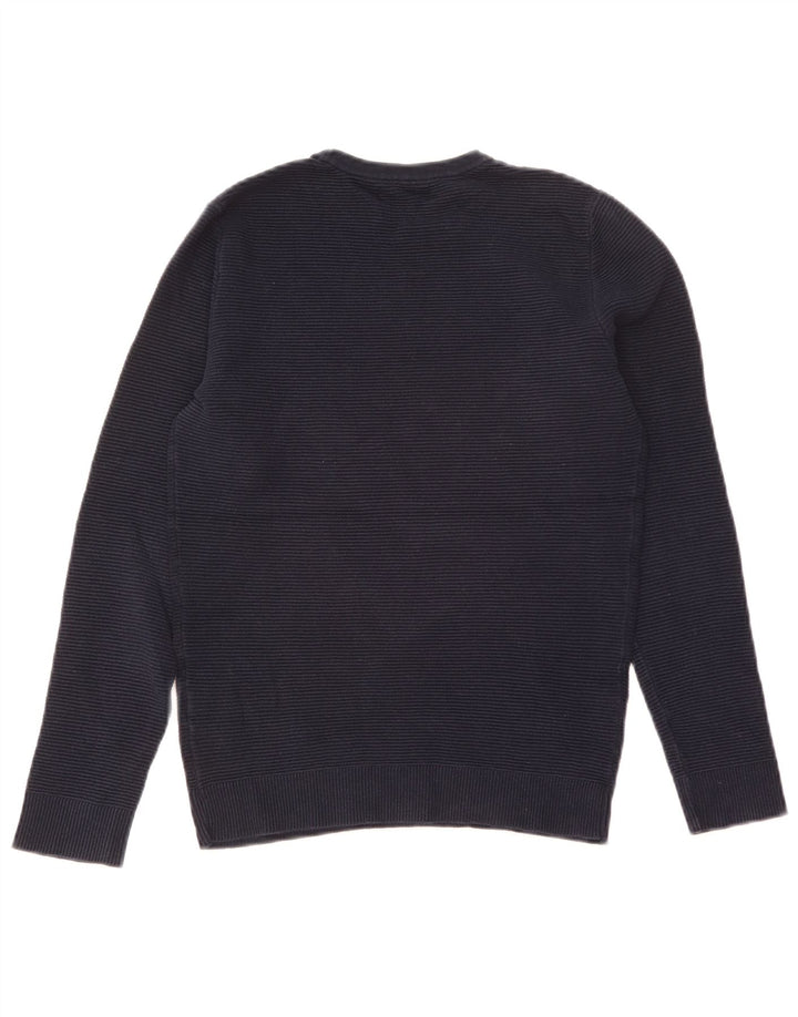 Zara Mens Crew Neck Jumper Sweater Small Navy Blue Cotton