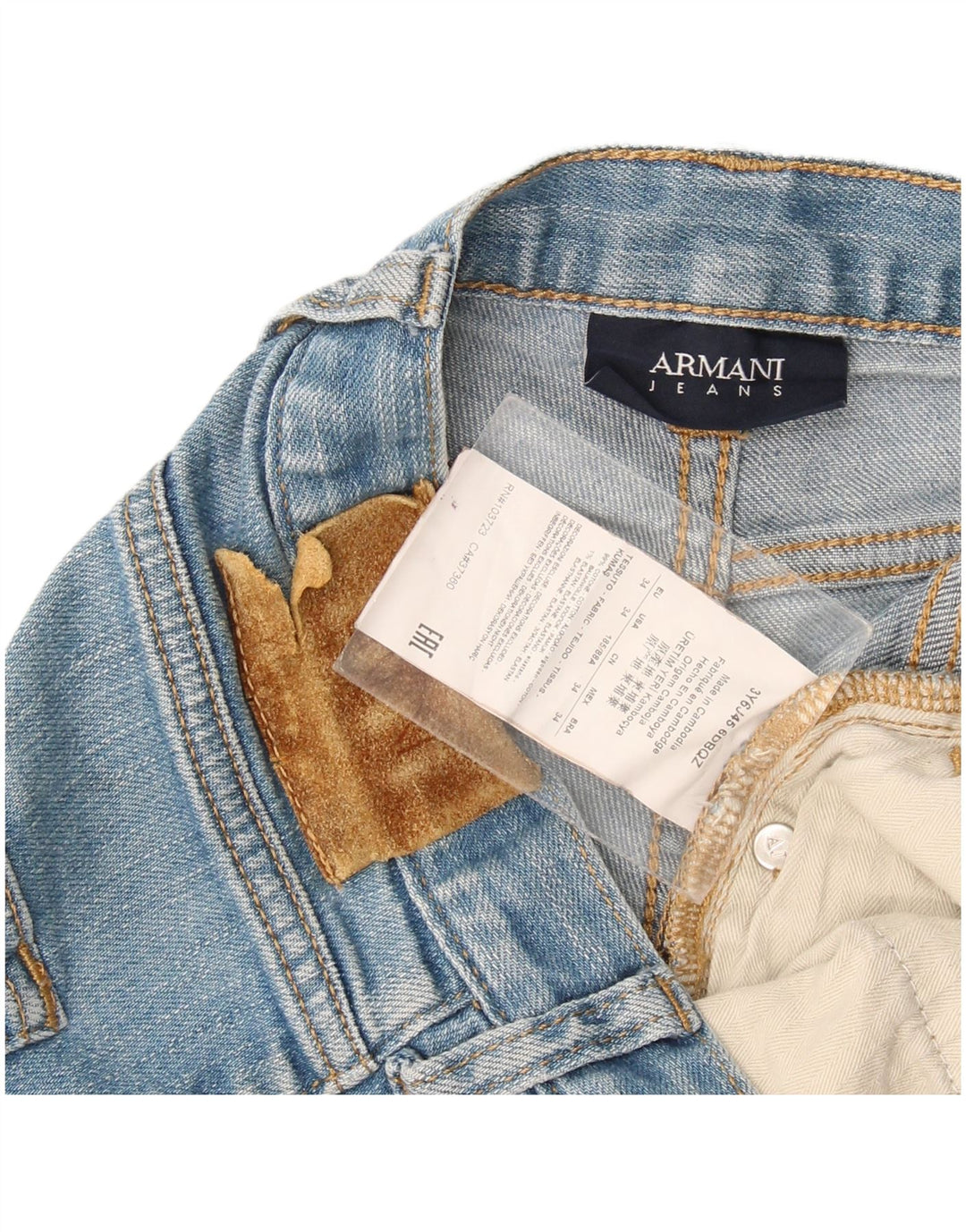 Armani Mens Straight Jeans W34 L32 Blue Cotton