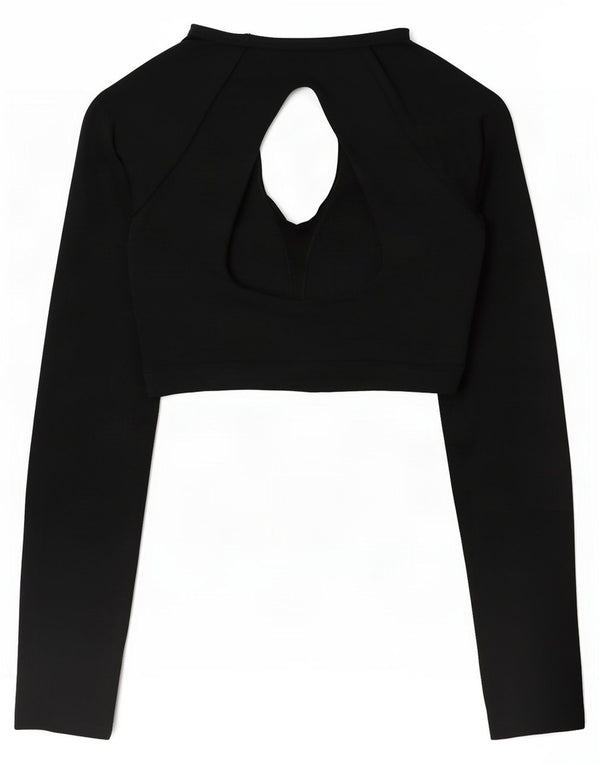 Nike Womens Crop Top Long Sleeve UK 20 2XL Black Polyester