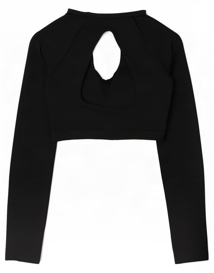 Nike Womens Crop Top Long Sleeve UK 20 2XL Black Polyester
