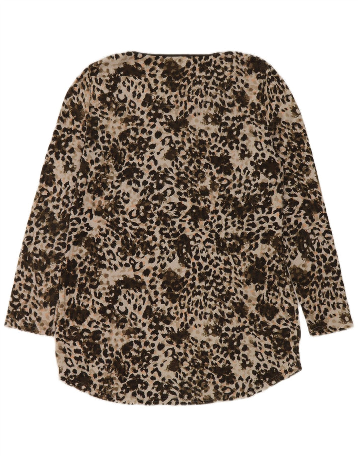 Marks & Spencer Womens Tunic Top UK 12 Medium Khaki Animal Print