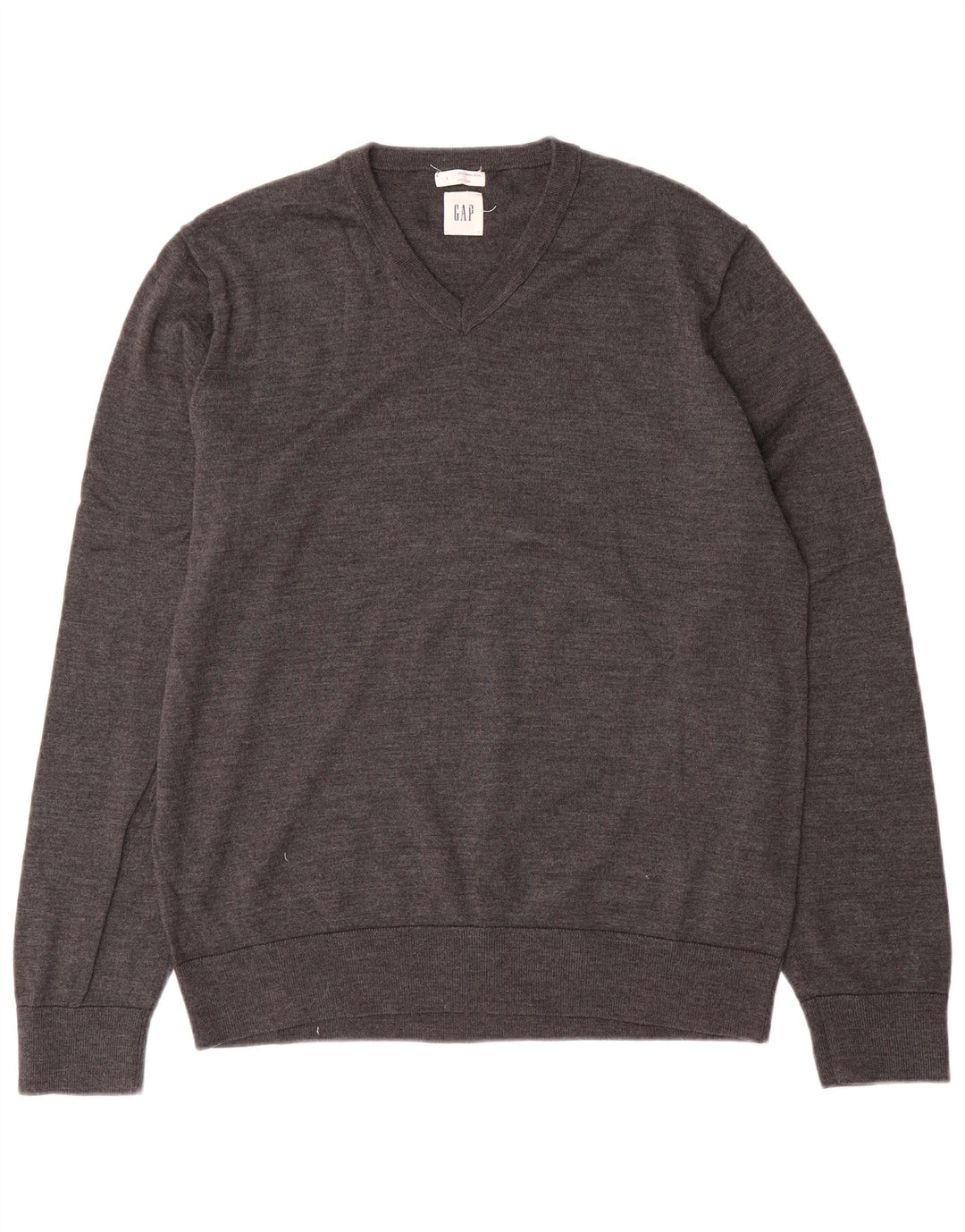 Gap Mens V-Neck Jumper Sweater Large Grey Wool