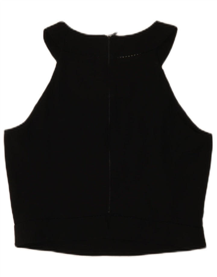 Emporio Armani Womens Crop Halter Top IT 46 Large Black Wool