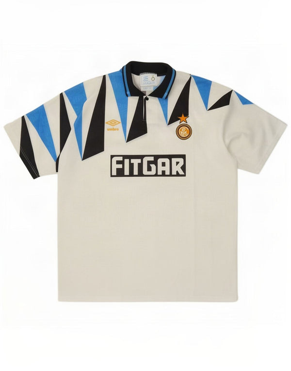 Umbro Mens Inter Milan 1991-92 away Football Shirt XL White Geometric