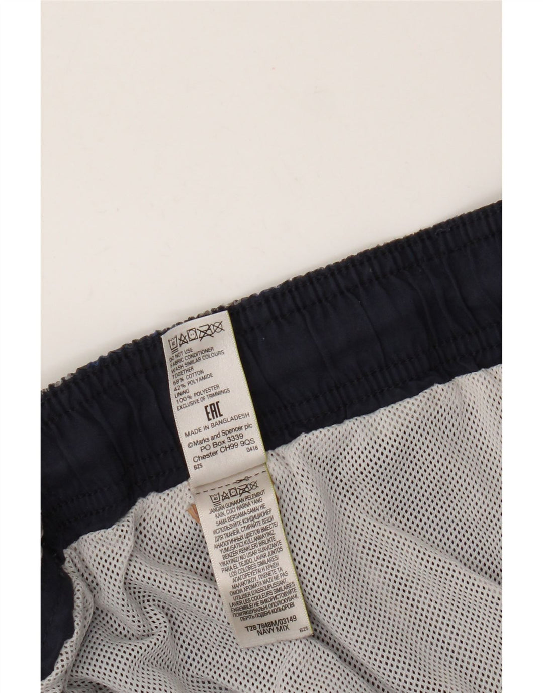 Marks & Spencer Mens Swimming Shorts 2XL  Blue Check Cotton