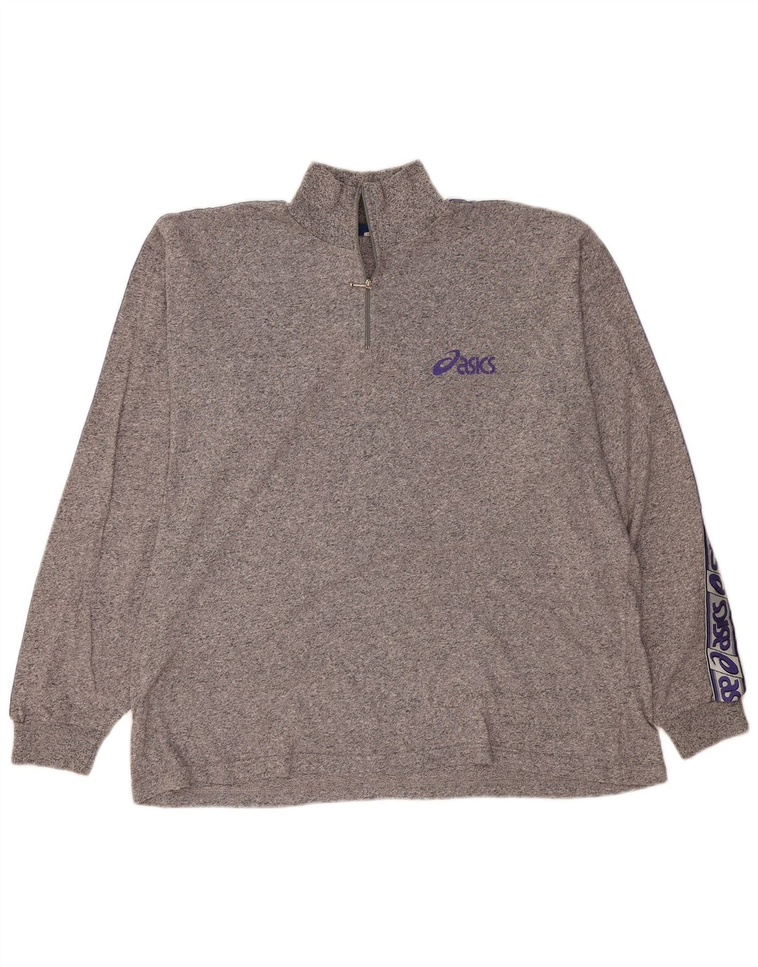 ASICS Mens Zip Neck Graphic Top Long Sleeve 2XL Grey