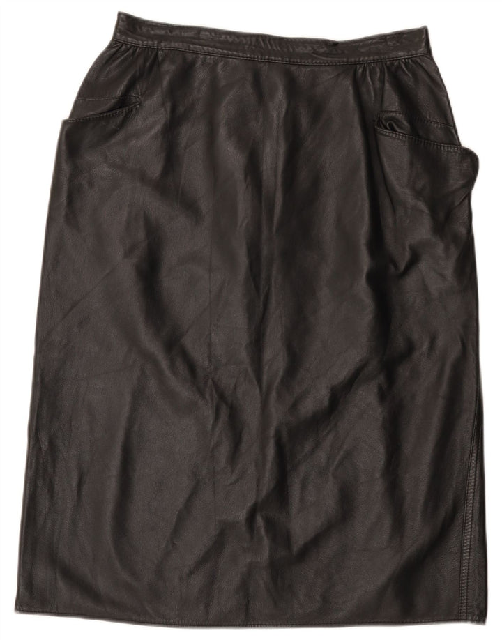 Vintage Womens Leather Skirt W30 Medium Black