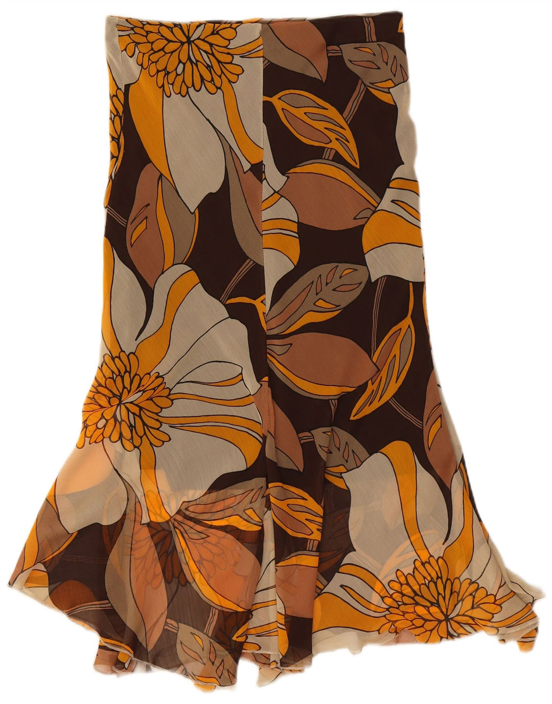 Vintage Womens Asymmetrical Skirt Large W30 Multicoloured Floral Polyester