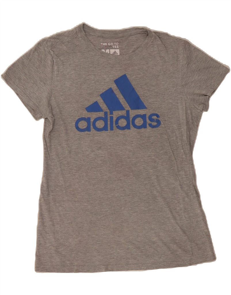 ADIDAS Womens Graphic T-Shirt Top UK 12 Medium Grey Cotton Vintage Adidas and Second-Hand Adidas from Messina Hembry 