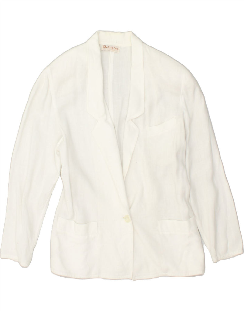 VINTAGE Womens 1 Button Blazer Jacket UK 12 Medium White | Vintage Vintage | Thrift | Second-Hand Vintage | Used Clothing | Messina Hembry 