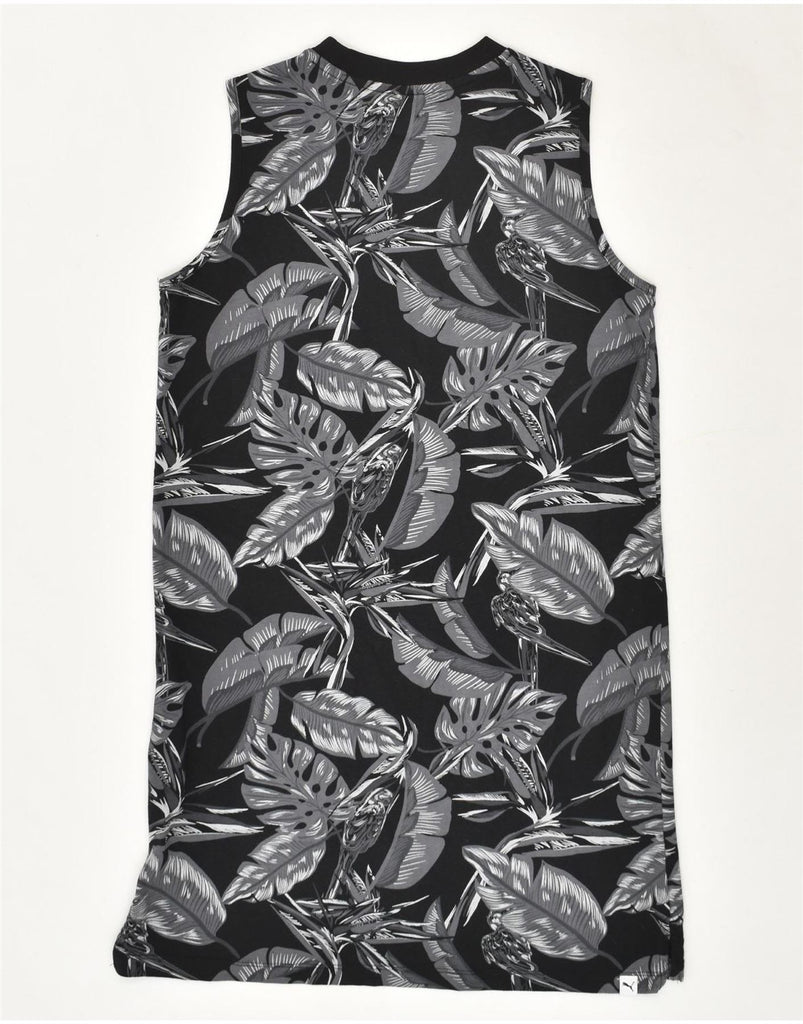 PUMA Womens Sleeveless T-Shirt Dress UK 10 Small Black Floral Cotton | Vintage Puma | Thrift | Second-Hand Puma | Used Clothing | Messina Hembry 