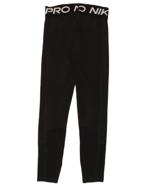 NIKE Girls Dri Fit Graphic Leggings 10-11 Years Medium Black Polyester