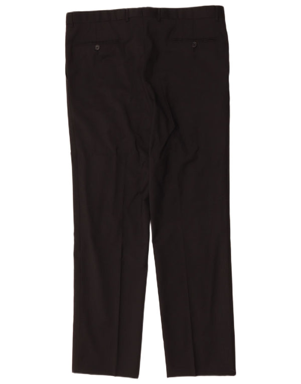 Ferre Mens Straight Suit Trousers IT 54 2XL W36 L32 Black Rayon