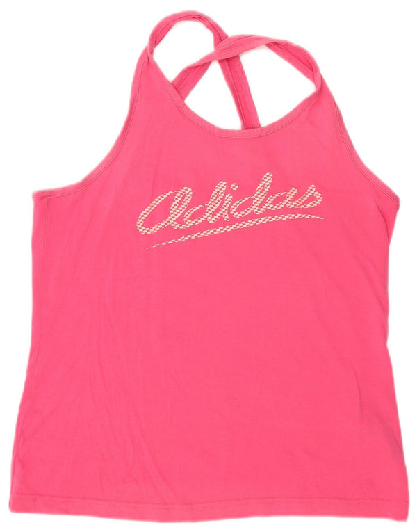 Adidas Womens Graphic Vest Top UK 12 Medium Pink Cotton