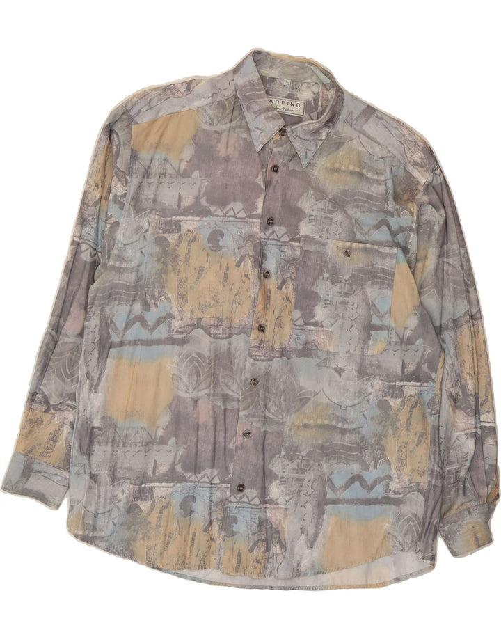 VINTAGE Mens Abstract Pattern Shirt Size 41/42 Large Grey Vintage Vintage and Second-Hand Vintage from Messina Hembry 