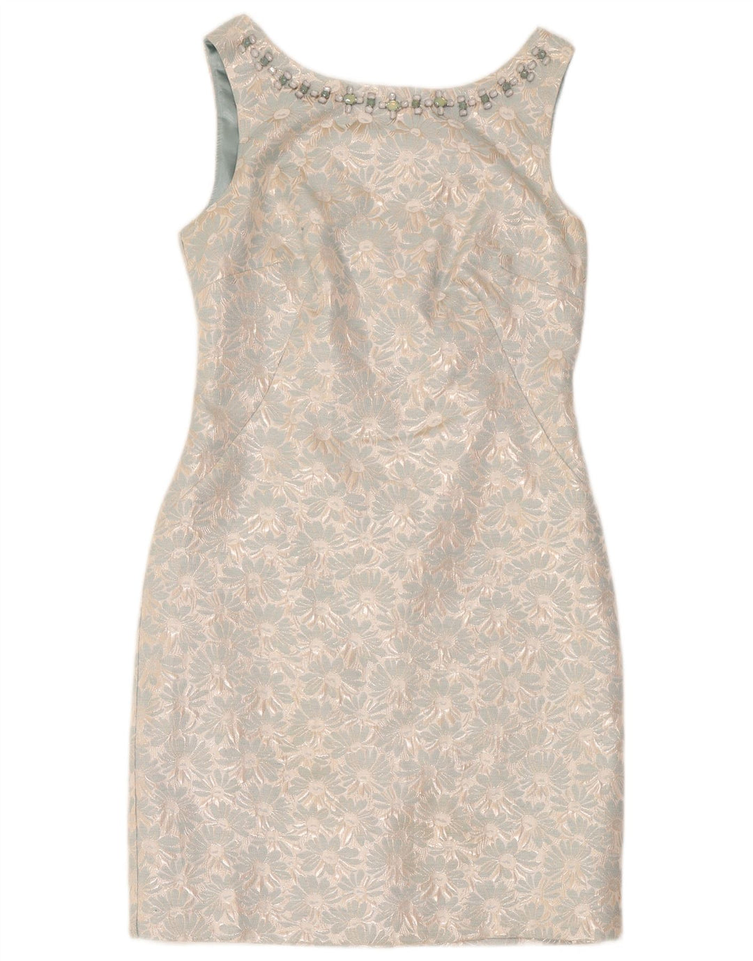 Monsoon Womens Sleeveless Sheath Dress UK 12 Medium Blue Floral Polyester