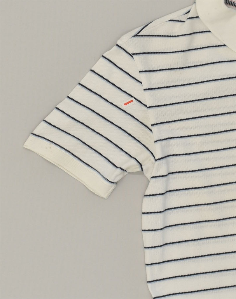 TOMMY HILFIGER Mens Polo Shirt Small White Striped Cotton | Vintage Tommy Hilfiger | Thrift | Second-Hand Tommy Hilfiger | Used Clothing | Messina Hembry 