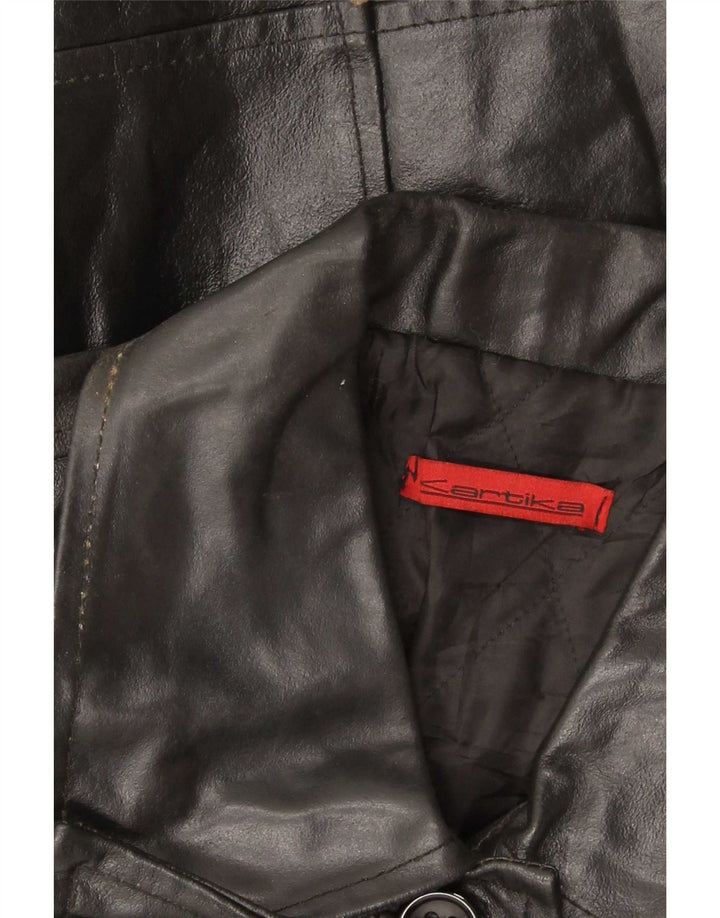 Vintage Womens Leather Coat UK 14 Medium Black