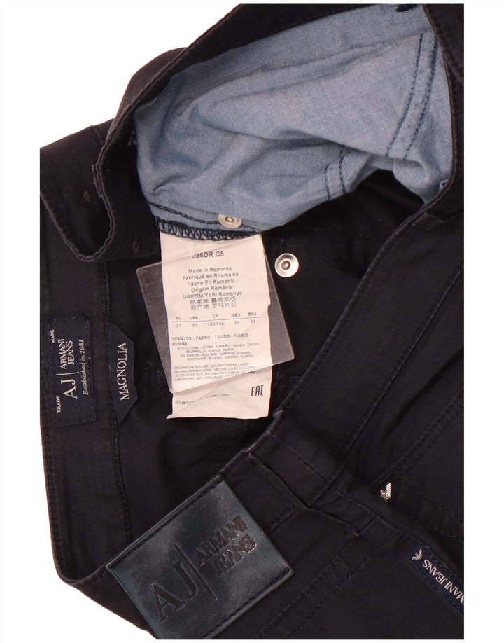 ARMANI Womens Magnolia Straight Casual Trousers W31 L28 Navy Blue Cotton