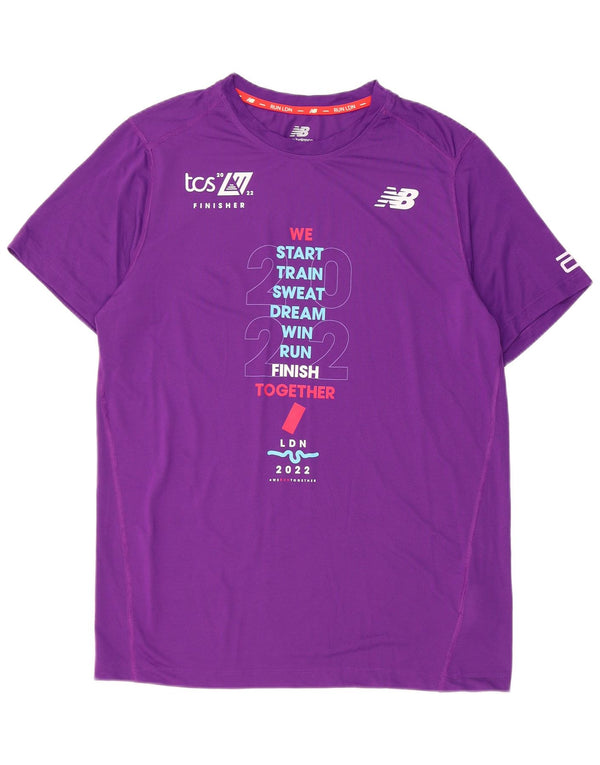 New Balance Mens Graphic T-Shirt Top Medium Purple Polyester
