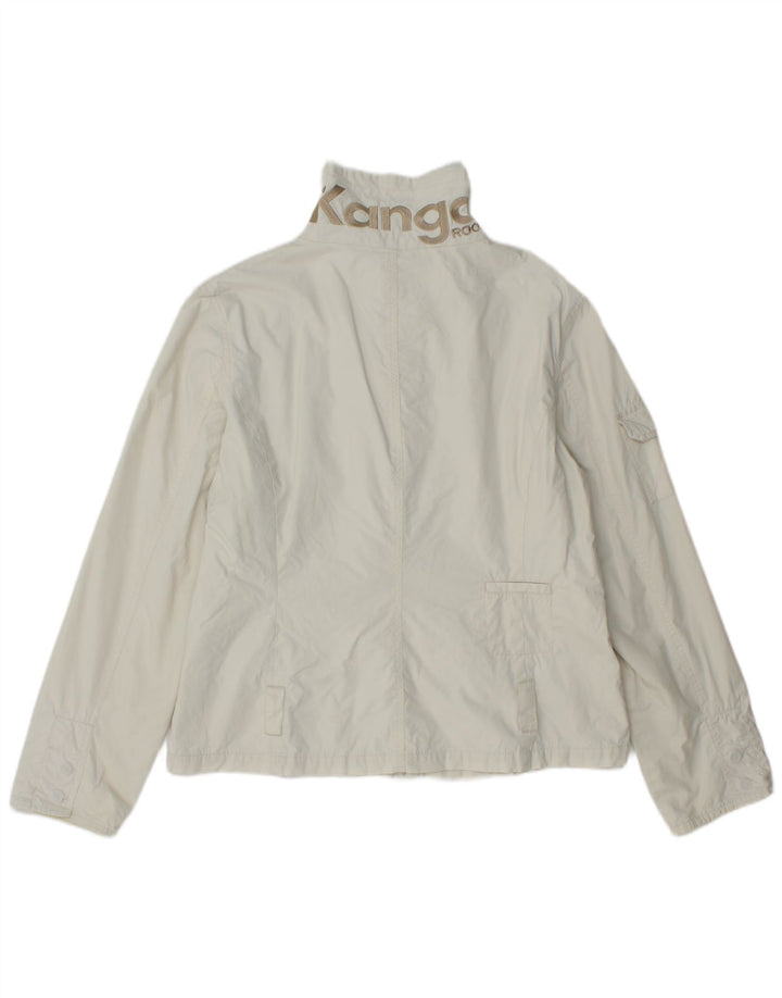 Kangaroos Womens Graphic Bomber Jacket UK 18 XL Off White Cotton