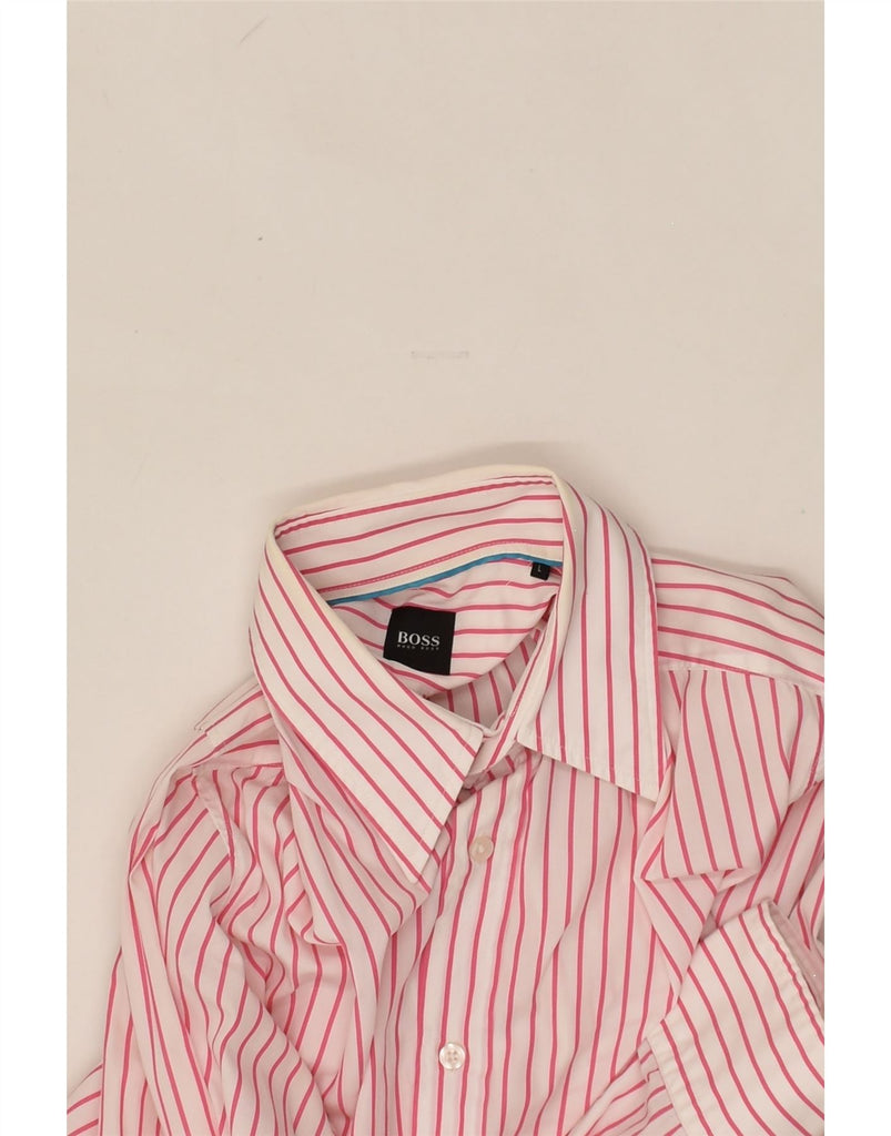 HUGO BOSS Mens Shirt Large Red Cotton | Vintage Hugo Boss | Thrift | Second-Hand Hugo Boss | Used Clothing | Messina Hembry 