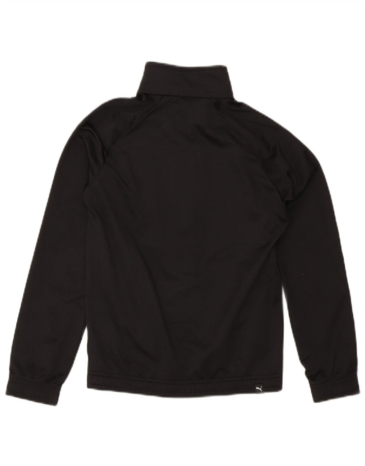 PUMA Boys Graphic Tracksuit Top Jacket 11-12 Years Black Colourblock