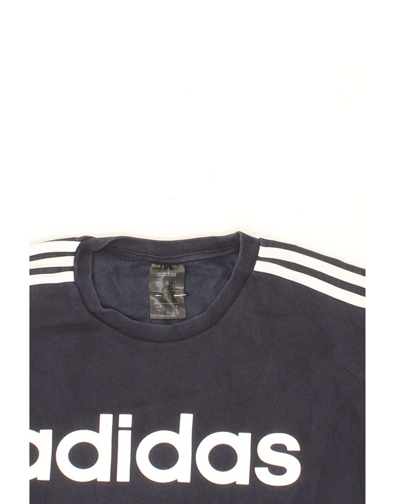 ADIDAS Mens Graphic Sweatshirt Jumper Medium Navy Blue Vintage Adidas and Second-Hand Adidas from Messina Hembry 