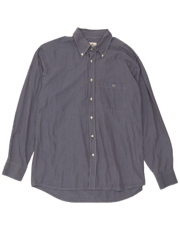 Lacoste Mens Shirt Size 44 XL Navy Blue Check Cotton