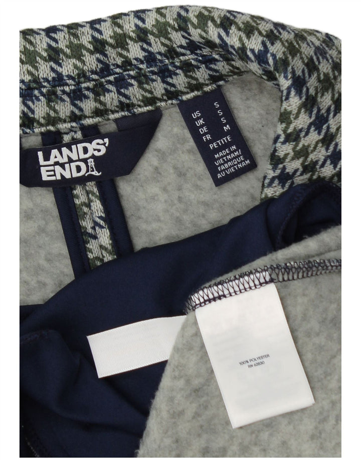 Lands End Womens 1 Button Blazer Jacket UK 10 Small Blue Houndstooth