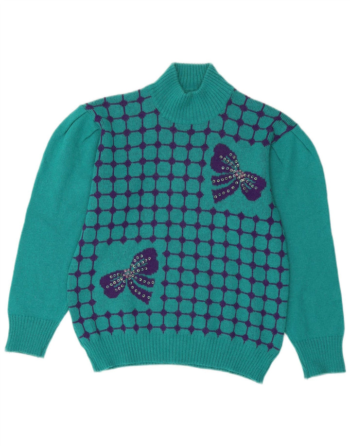 Sara Valentino Womens Turtle Neck Jumper Sweater UK 14 Medium Green