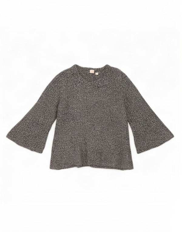 Gap Womens Crew Neck Jumper Sweater UK 14 Medium Grey Flecked Cotton