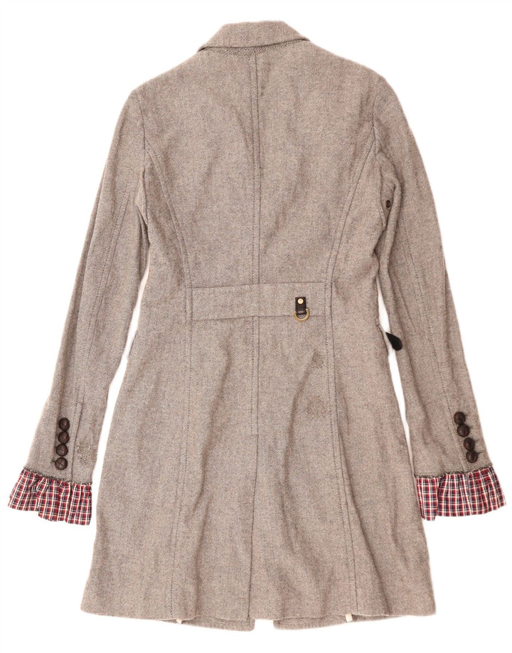 Dsquared2 Womens Overcoat IT 42 Medium Grey Herringbone Wool