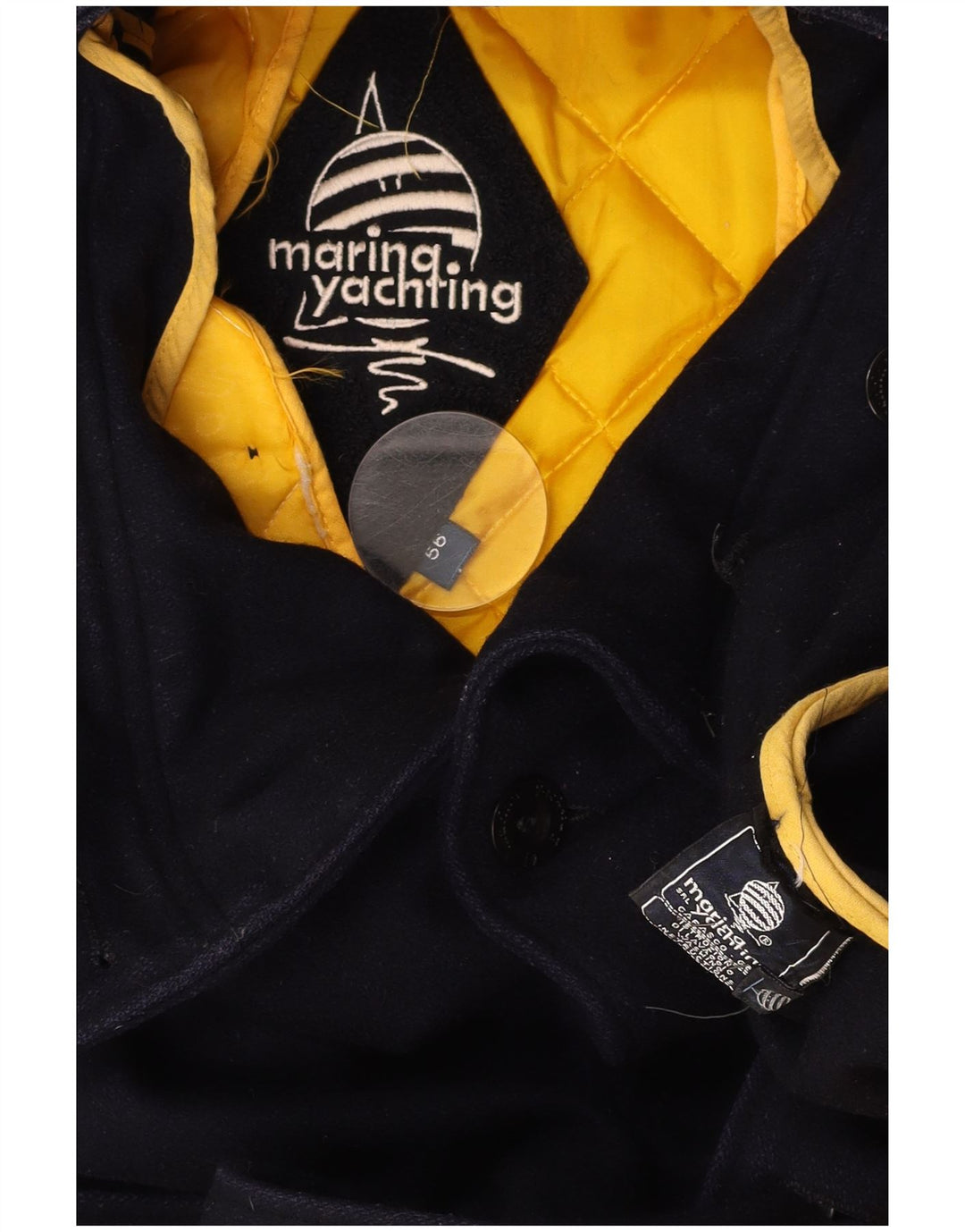 MARINA YACHTING Mens Double Breasted Coat IT 56 3XL Navy Blue Wool