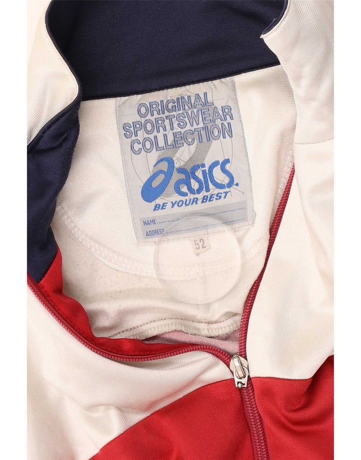 Asics Mens Graphic Tracksuit Top Jacket IT 52 Large Red Colourblock