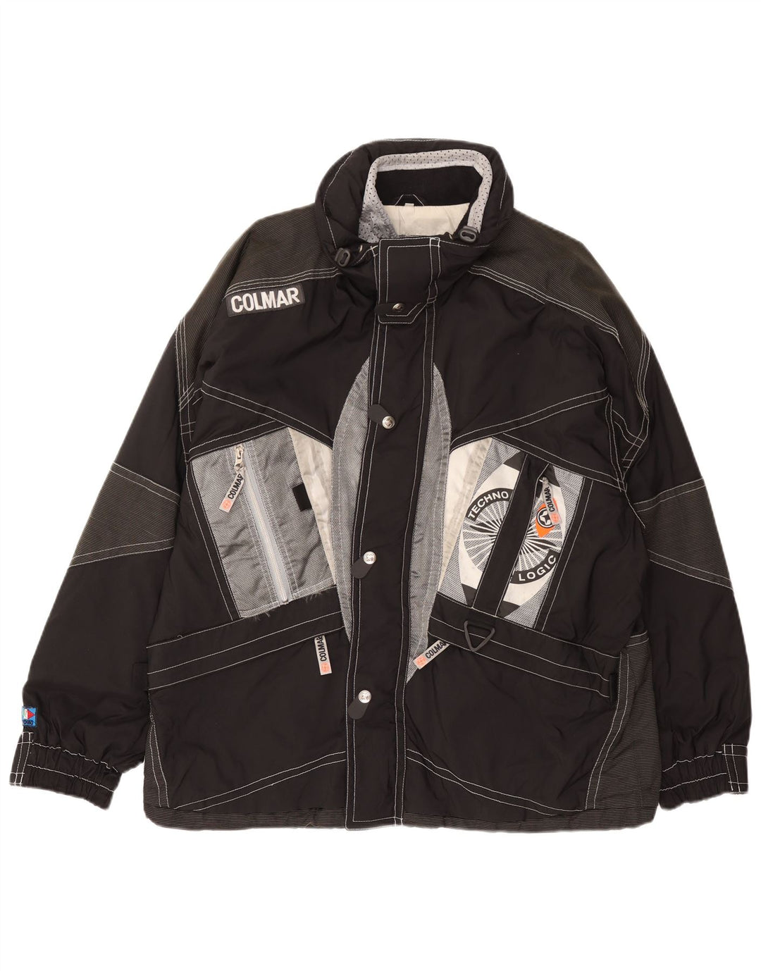Colmar Mens Hooded Ski Jacket IT 52 Large Black Colourblock