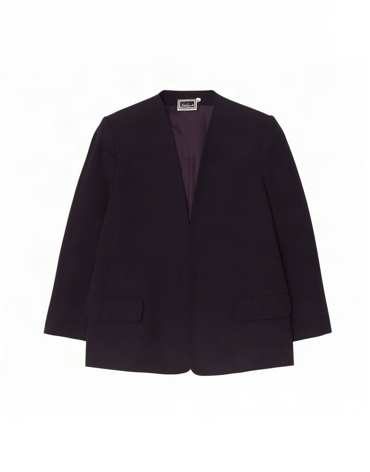 Luisa Spagnoli Womens Open Blazer Jacket IT 52 2XL Navy Blue Acetate