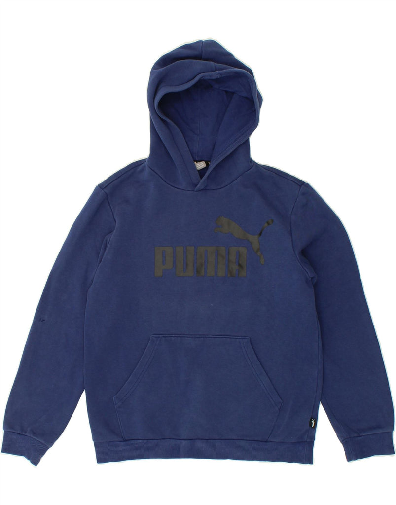 PUMA Boys Graphic Hoodie Jumper 13-14 Years Navy Blue Cotton | Vintage Puma | Thrift | Second-Hand Puma | Used Clothing | Messina Hembry 