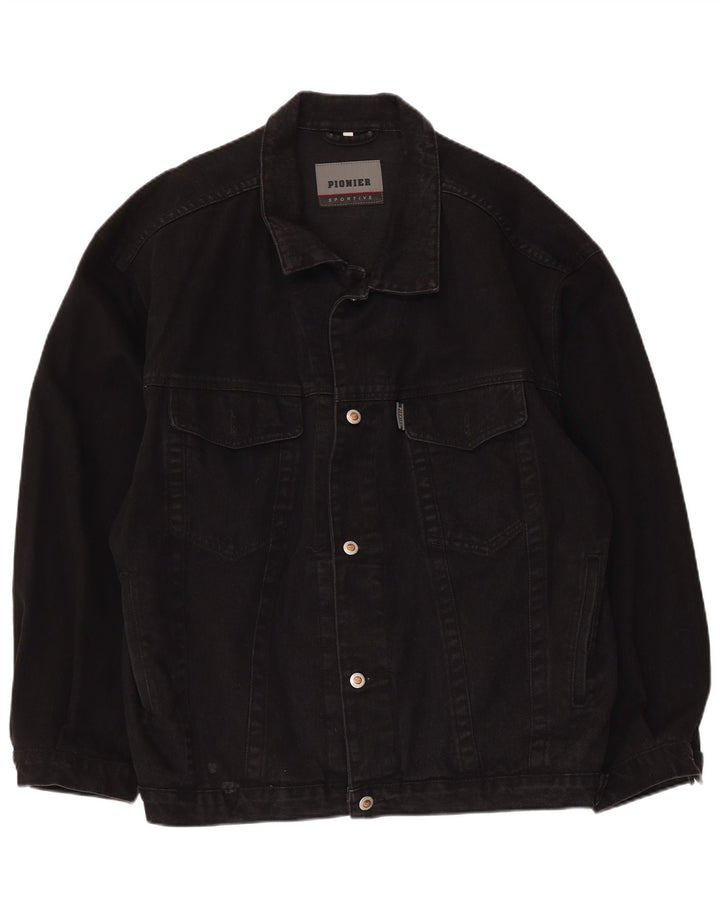 Pionier Mens Denim Jacket UK 44 2XL Black Cotton