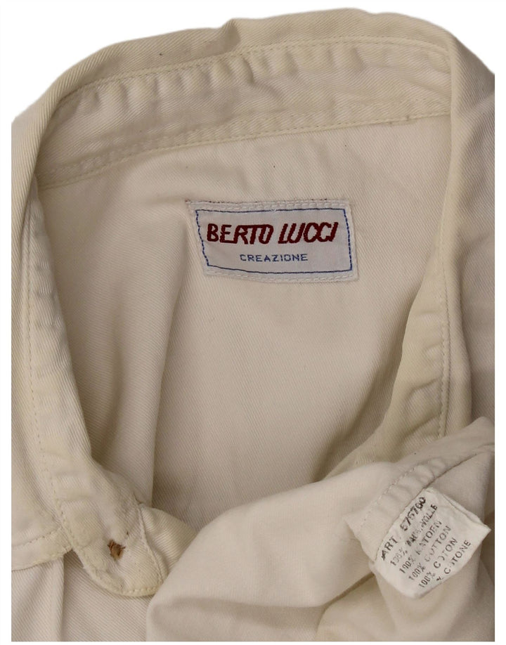 Berto Lucci Mens Denim Shirt XL White Cotton