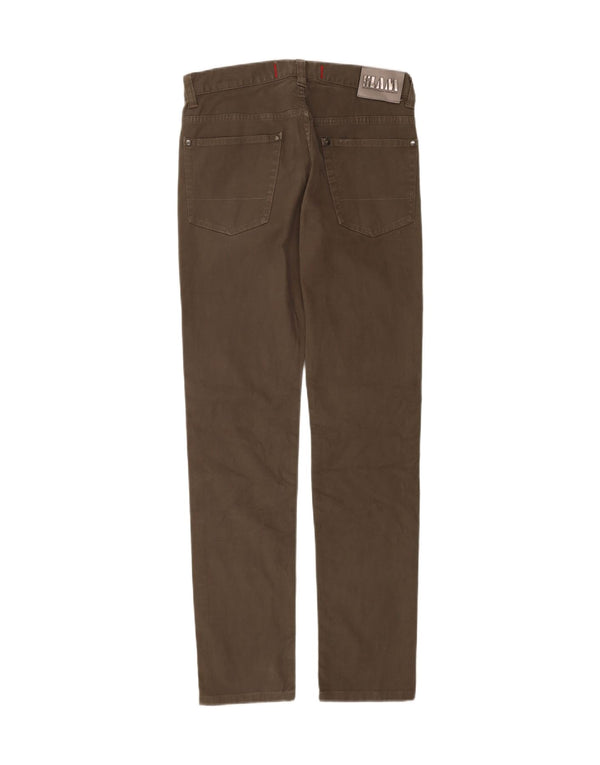Slam Mens Slim Casual Trousers IT 44 XS W30 L33 Brown Cotton