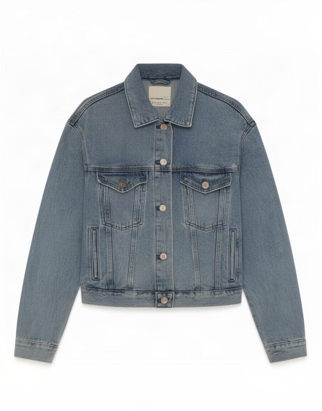 Zara Womens Crop Denim Jacket UK 6 XS Blue Cotton