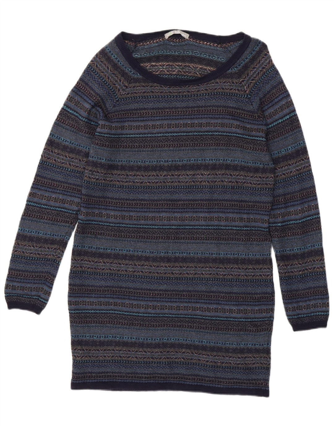 Marks & Spencer Womens Jumper Dress UK 14 Medium Navy Blue Fair Isle