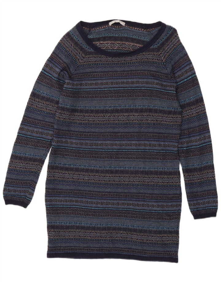 Marks & Spencer Womens Jumper Dress UK 14 Medium Navy Blue Fair Isle